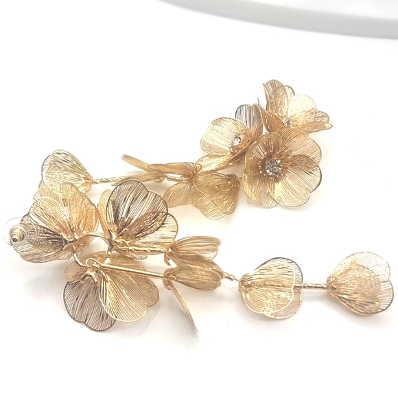 New ZARA cascading flowers golden earrings - Picture 10 of 15